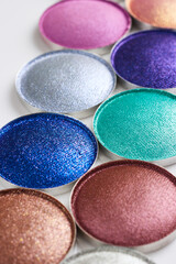 Palette of different colors eye shadow refills
