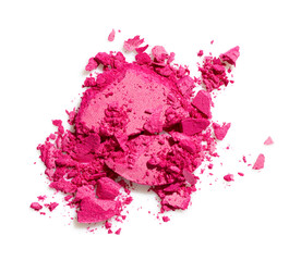 Pink crushed eyeshadow isolated on white background