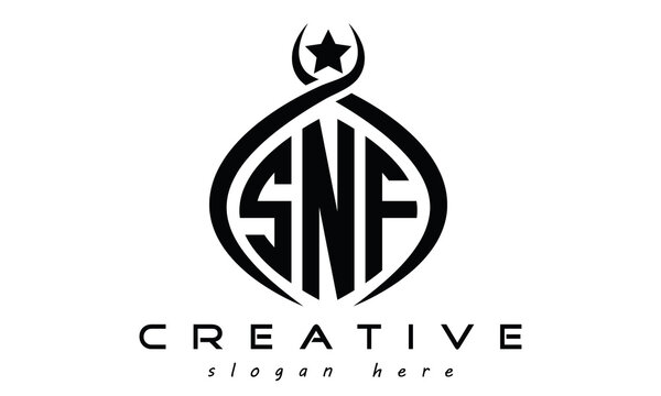 SNF three letters monogram curved oval initial logo design, geometric minimalist modern business shape creative logo, vector file