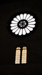 Ancient castle window. Vintage gothic style