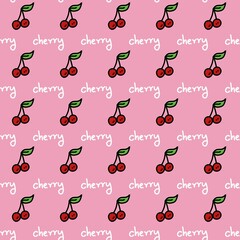 seamless pattern of cherry fruit cartoon