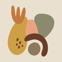 Warm boho floral shapes terracotta modern vector illustration abstract decor