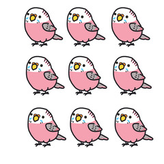 set of white pink birds