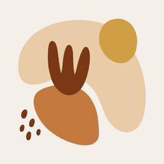 Warm boho floral shapes terracotta modern vector illustration abstract decor