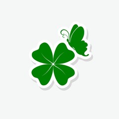Four Leafed Clover And Butterfly sticker icon