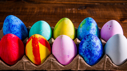 Painted easter eggs in paper try