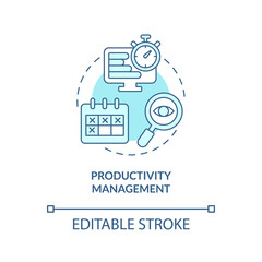 Productivity management turquoise concept icon. Tool for online workplace abstract idea thin line illustration. Isolated outline drawing. Editable stroke. Arial, Myriad Pro-Bold fonts used