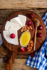 cheese on the cutting board. selective focus