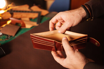 Beautiful genuine leather purse, leather workshop, with your own hands, DIY instruction, manual...