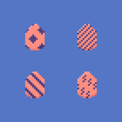 collection of various easter egg patterns. Happy Easter. pixel art or 8 bit. vector design. game elements or assets