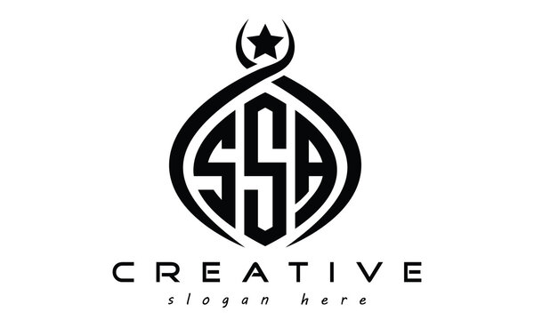 SSA three letters monogram curved oval initial logo design, geometric minimalist modern business shape creative logo