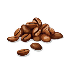 Realistic vector illustration of a bunch of coffee beans on a white background.