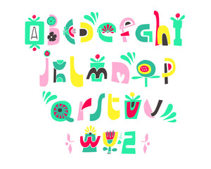 Fototapeta na wymiar Creative handwriten font. Set of english alphabet. Unique design. Vector Illustration.