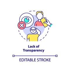 Lack of transparency concept icon. Biggest problem facing healthcare abstract idea thin line illustration. Hospital price. Isolated outline drawing. Editable stroke. Arial, Myriad Pro-Bold fonts used