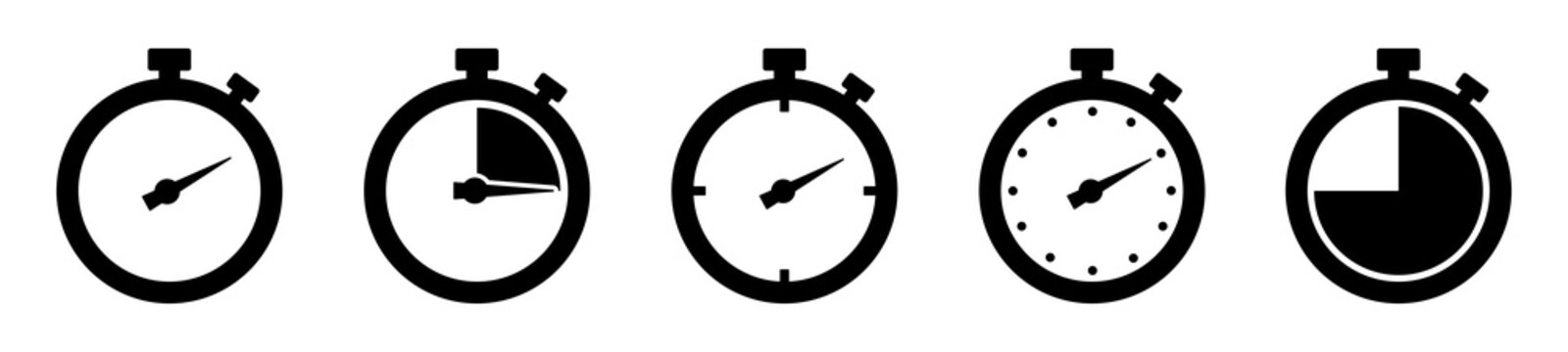 Timers Icon Set On Transparent Background