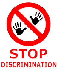 Fototapeta premium Social problems among people. Stop discrimination, vector sign