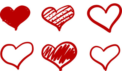 love-doodle-icon | set of red hearts