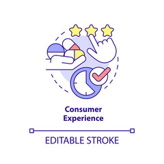 Consumer experience concept icon. Healthcare system issue abstract idea thin line illustration. Patient satisfaction. Isolated outline drawing. Editable stroke. Arial, Myriad Pro-Bold fonts used