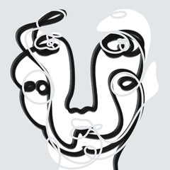 line art face drawing minimal abstract design 