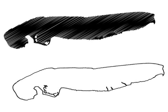 Norderney island (Federal Republic of Germany, East Frisian Islands) map vector illustration, scribble sketch Norderney map