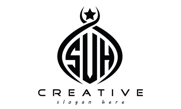 SVH three letters monogram curved oval initial logo design, geometric minimalist modern business shape creative logo, vector template