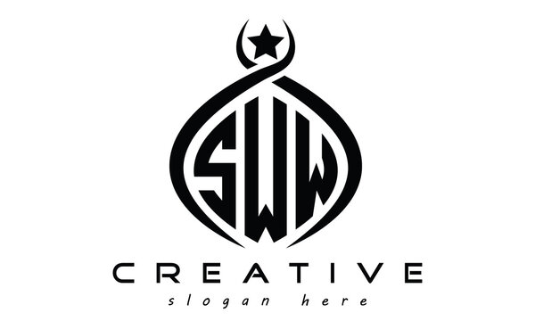 SWW three letters monogram curved oval initial logo design, geometric minimalist modern business shape creative logo, vector template