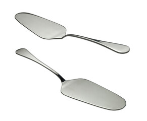 metal cake server in two positions isolated on white

