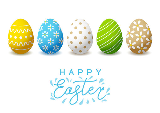 Greeting card with Easter eggs with color ornate for Your holiday design