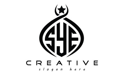 SYE three letters monogram curved oval initial logo design, geometric minimalist modern business shape creative logo, vector template