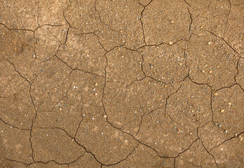 Background and texture of dry and cracked clay soil.