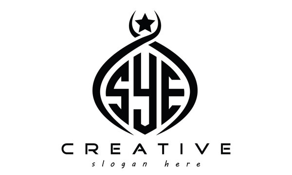 SYE three letters monogram curved oval initial logo design, geometric minimalist modern business shape creative logo, vector template