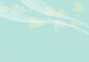 Soft wind and clouds background on a mint green background