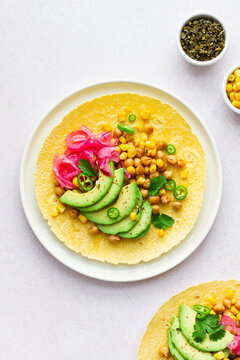 Fresh tortillas with various toppings