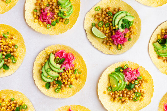 Fresh tortillas with various toppings