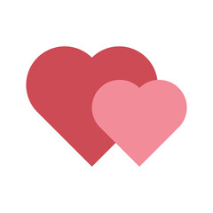 Obraz na płótnie Canvas Two hearts vector icon. Dating app match