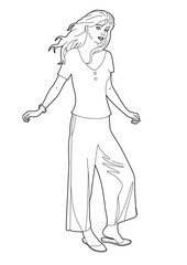 Woman standing in pants