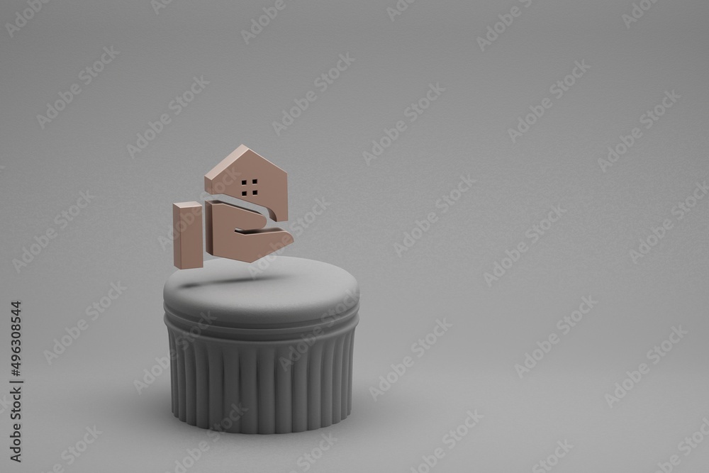 Poster Beautiful abstract illustrations Real Estate Agent symbol icons on a column and wonderful background. 3d rendering illustration. Background pattern for design.