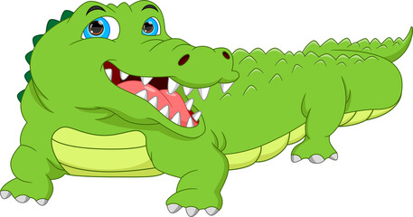 cute crocodile cartoon on white background