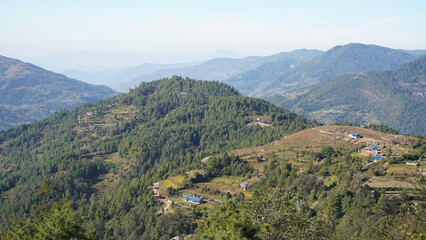 Fototapeta na wymiar Shivalaya village on the Jiri to Lukla trek in the Himalaya mountains of Nepal.