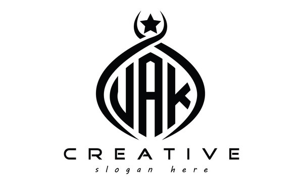 UAK three letters monogram curved oval initial logo design, geometric minimalist modern business shape creative logo, vector template