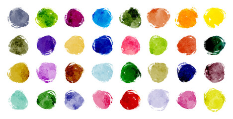 32 watercolor vector circles set