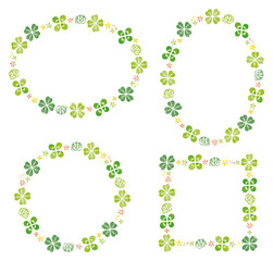 四つ葉のクローバー　イラスト　フレームセット