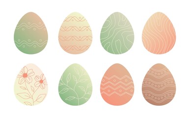 Happy Easter eggs. Spring vibes. Cute easter egg, flowers and leaves. Vector flat cartoon illustration. Trendy design for social media, poster, print, card, invitation, greeting, tag