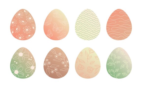 Happy Easter eggs. Spring vibes. Cute easter egg, flowers and leaves. Vector flat cartoon illustration. Trendy design for social media, poster, print, card, invitation, greeting, tag