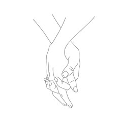 Holding Hands. Hands Couple Line Drawing. Trendy Minimalist Prints Wall Art Design.