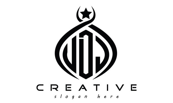 UDJ letters curved, oval, rectangle geometric monogram letters logo design vector, business logo, squire polygon letters modern unique minimalist creative logo design, vector templat