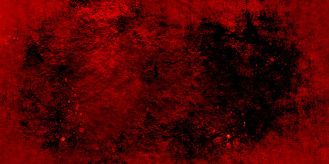 Red background with texture and distressed vintage grunge and watercolor paint stains in elegant Scary Grunge Background. Abstract red background with texture grunge, old vintage paint spatter, black.