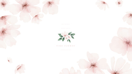 Watercolor pale pink flowers collection background vector design