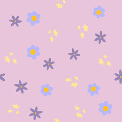 Flowers seamless pattern. Scandinavian style background. Vector illustration for fabric design, gift paper, baby clothes, textiles, cards.