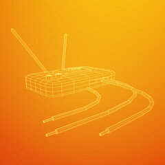 Modem Router with the antenna high speed wireless wifi internet. Wireframe low poly mesh vector illustration.
